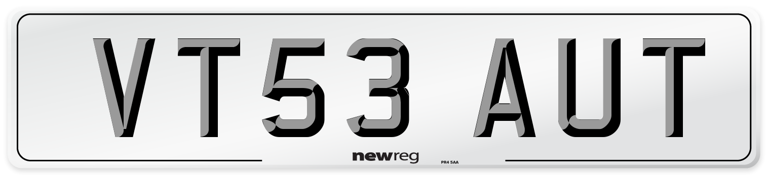 VT53 AUT Number Plate from New Reg